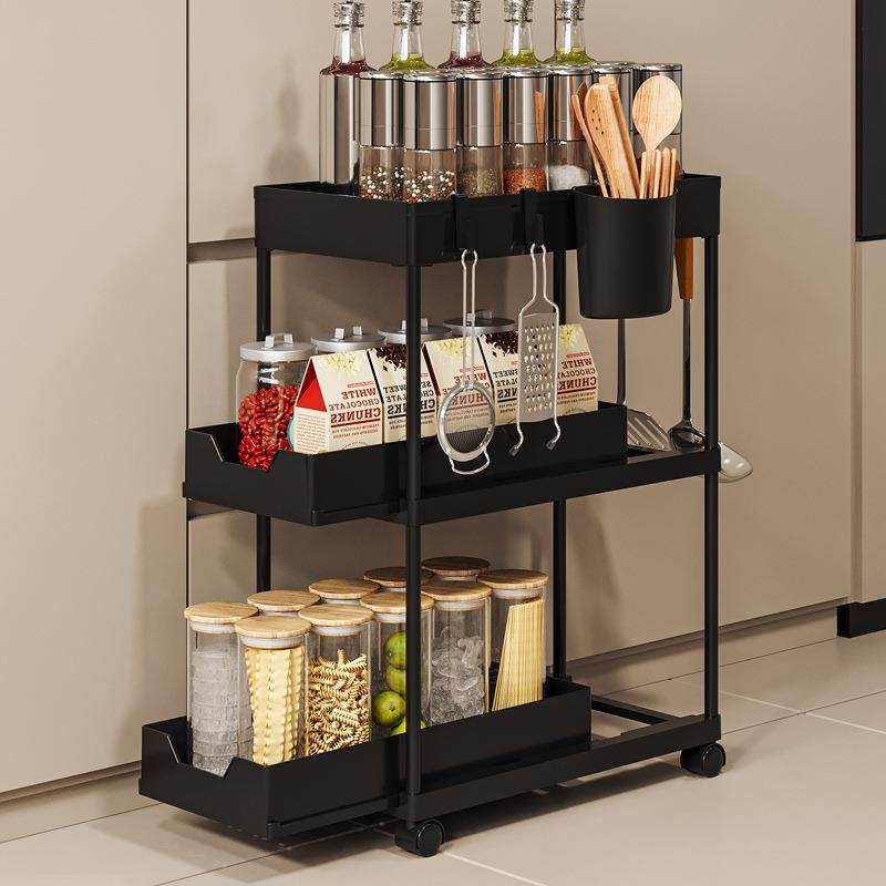 热销多层可抽拉置物架厨房收纳置物架调味料瓶带轮可移动收纳,淘宝优惠券,粉丝福利购,淘宝优惠卷