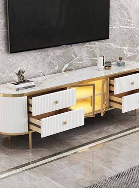 现货茶几电视柜现代简约客厅家用岩板茶几椭圆形茶桌家具视听柜