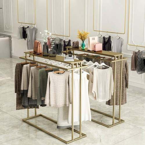服装店服饰中岛展示架双排落地货架双杠挂衣架女装衣服陈列架 - 图1