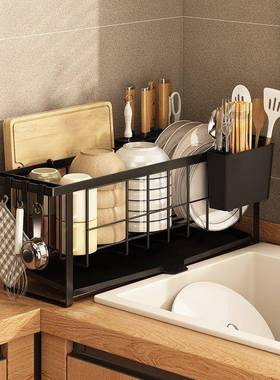厨房置物架沥水碗架放碗盘子置物架筷子砧板小型家用窄水槽置物架