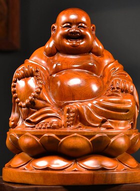 黑檀木雕弥勒佛摆件招财镇宅家居供奉生日祝寿送长辈礼品工艺品