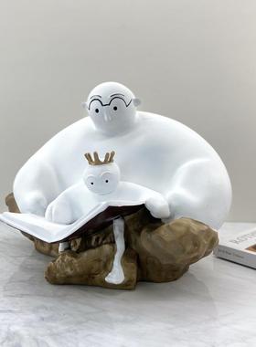 样板孩间儿童房创意看书小人件RWO大白女房雕男孩房摆软装玩具塑