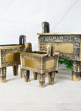 铜鼎摆件黄铜盛鼎方鼎宝鼎盛千秋全铜鼎香炉招财家居办公室摆件