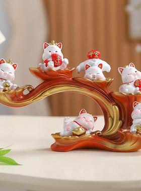 可爱饰招财猫hf摆件家桌用玄关家居装品办公室摆设面乔迁新居礼