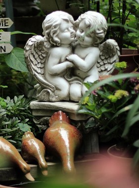 速发花园天使柱创意件外欧式户摆复古庭院园艺杂货景观