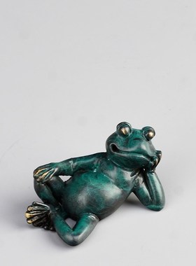 速发创人纯铜实心动物蛙意茶宠盖置壶盖件手工文玩小摆托茶道配件