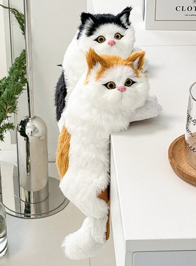 速发猫咪摆件毛绒玩具间工电品创意艺视柜挂猫卧室房手家居好礼物