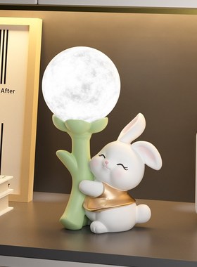 速发摆件饰夜灯高级感子室床头气氛儿童睡眠灯小兔卧新人生日礼物