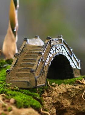 中式覆古小桥彷真石桥花卉微缩景观盆景造景假山流水茶桌装饰摆饰