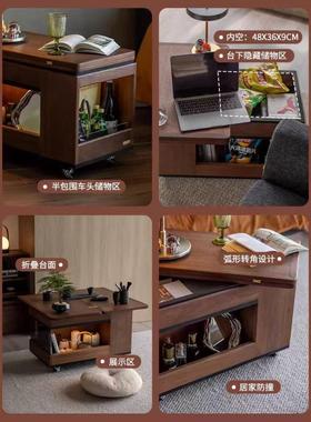 实木茶几小推车沙发客厅折叠小户型免安装家用茶桌移动多功能茶台
