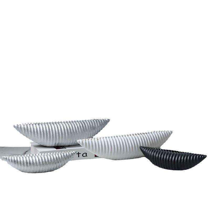 船形贝壳卷荷花瓶花器摆件诧寂风做旧复古电视柜酒柜玄关书柜饰品 - 图3