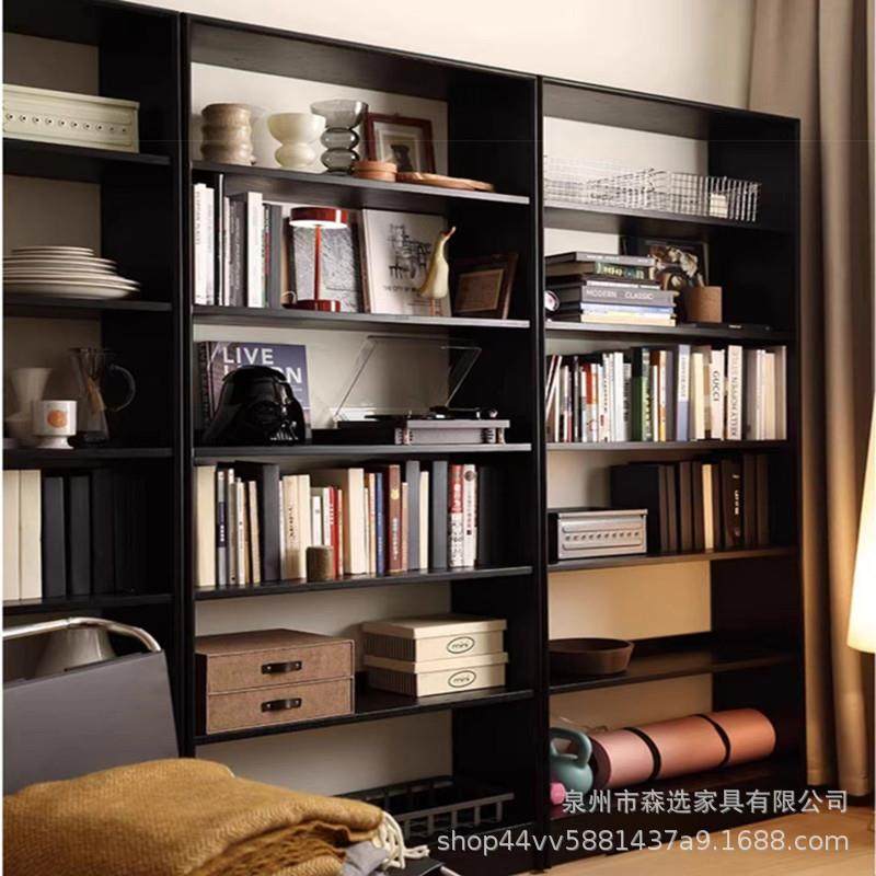 北欧黑色组合书柜白蜡木红橡木实木书架客厅书房整墙杂志收纳柜,淘宝优惠券,粉丝福利购,淘宝优惠卷