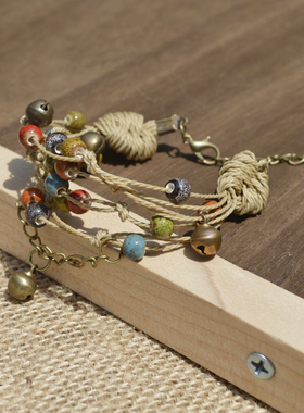 【小文精选青春派】波西米亚民族风硕果陶瓷手錬森系沙滩小清新手