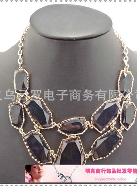 欧美 简约大方复古民族风几何形糖果色短款锁骨项链 毛衣链