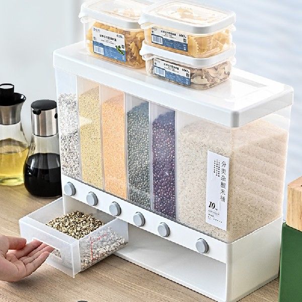 推荐Automatic Sealed Rice Storage Box Wall Mounted Cereal Gr - 图0