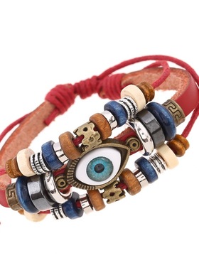 【小文精选青春派】个性复古皮质手錬手镯可调节男女情侣手