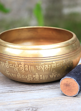 尼泊尔手工颂钵瑜伽摆件工艺品响铜佛音碗冥想静心钵法器引磬铜罄
