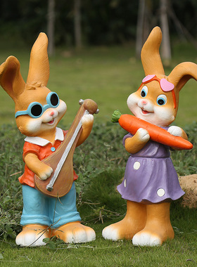 花园装饰摆件可爱兔子户外装饰园林可爱卡通动物庭院摆件大号落地