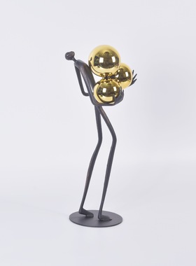 新中式陶瓷花艺古典禅意茶具抽象人物客厅餐铸铁电镀工艺品摆件