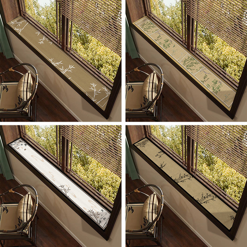 New Chinese-style bay window mat, narrow modified window sill mat, light luxury waterproof, no-wash, water-absorbent, sunscreen window protection mat, can be cut