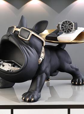 轻奢高档法斗犬放钥匙的摆件