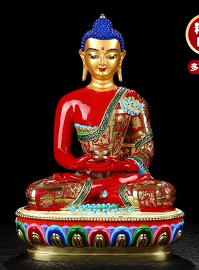 极速黄财神佛像纯铜藏传家用神像手工彩绘文殊绿度母开业礼品家用