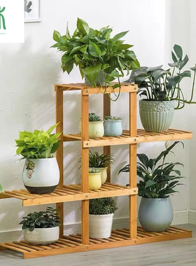 极速Solid wood flower shelf floor type multi-layer decoratio