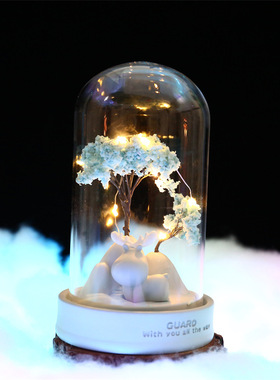 好货创意新款守护小鹿灯罩星星灯发光发亮卧室桌面装饰品