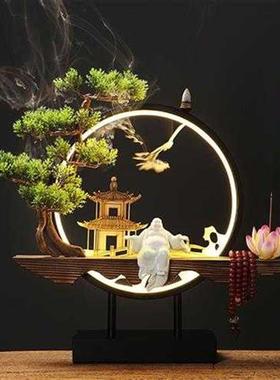 新中式小夜灯摆件禅意灯圈家居装饰品客厅办公室桌面创意开业礼品