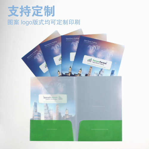 塑料a4双插袋式文件夹r口袋美式黑色封面夹磨砂加厚翻页蓝色可定 - 图2