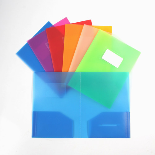 塑料a4双插袋式文件夹r口袋美式黑色封面夹磨砂加厚翻页蓝色可定 - 图3