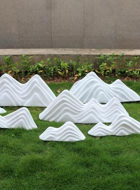 室内白色假山切片组合别墅庭院雪浪石装饰户外微景观石头造景雕塑