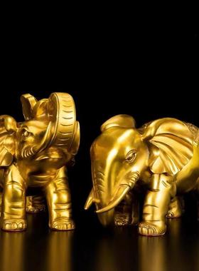 黄铜大象摆件一对铜象对象吸水象玄关电视柜装饰乔迁新居开业礼品