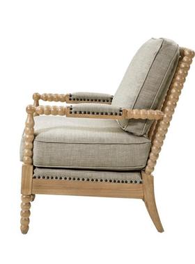 法式复古实木单人沙发美式乡村简约现代实木老虎椅休闲带扶手椅子