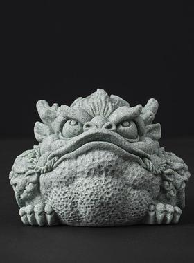 青砂石三艺足金蟾招财件蝉动物茶宠茶桌桌面茶室摆造金景工品85-1