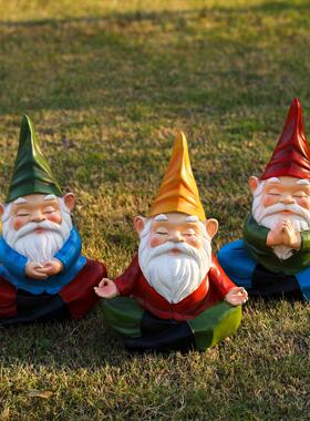 新品打坐地精树脂摆件家居花园精灵侏儒小矮人外贸装饰工艺品