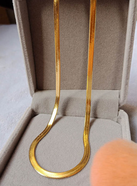 好货Fashion  Gold Necklace 4MM/40-45-50CM Blade Necklace Sna
