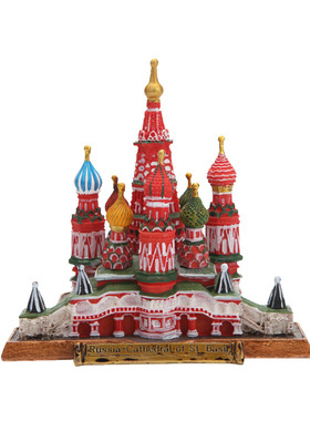 俄罗斯建筑摆件瓦西里升天教堂 生活艺术摆件 手工彩绘树脂工艺品