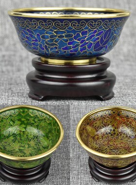 北京特色景泰蓝金碗4寸磨光小碗紫铜胎掐丝珐琅摆件生日出国礼品