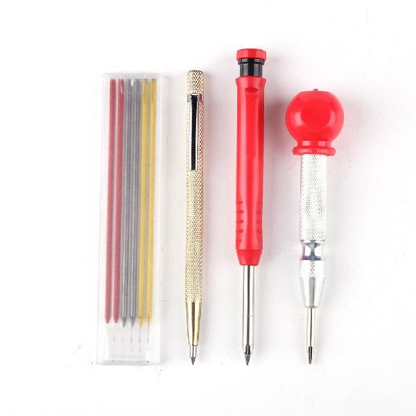 2pcs Solid Carpenter Pencils with 6 Refills Set Mechanical - 图0