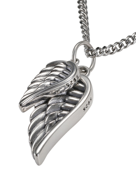 Angel Wing Pendant纯银天使之翼项链男嘻哈复古百搭女锁骨