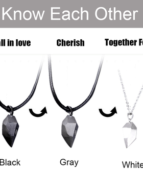 2Pcs Magnetic Couple Necklace Lovers Heart Pendant Distance