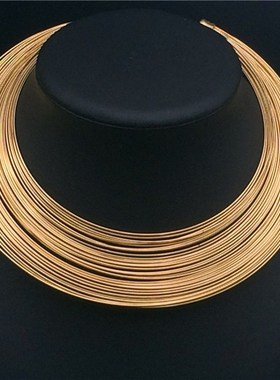 链欧美长版毛衣项链链necklace女拉丝项圈装饰品金色时尚夸张锁骨