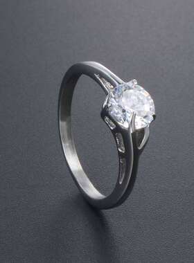 Simple titanium steel ladies ring with loose diamonds fashio