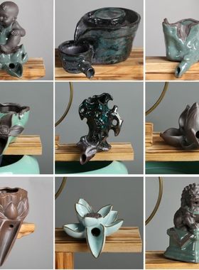 流水器石磨加湿器循环流水配件增氧鱼缸造景装饰假山喷泉搭配摆件