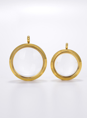 天然白水晶圆形扁嘎乌盒噶乌瓶可装法宝吊坠挂件