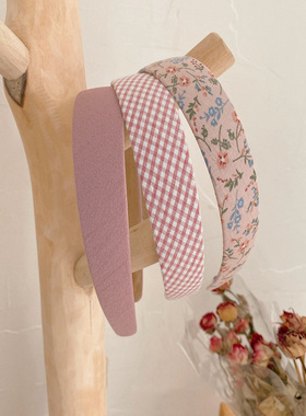 3pcs Vintage Floral Wide Headbands Solid Flower Plaids Hairb