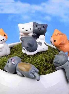 极速新款可爱仿真小猫咪招财猫微景观小摆件蛋糕装饰品多肉盆栽桌