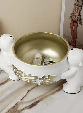 贝汉美轻奢风聚宝盆客厅桌面钥匙收纳摆件熊家居装饰乔迁开业礼物