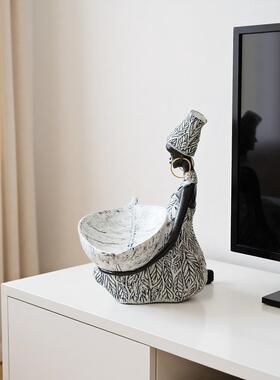 跨境树脂非洲女孩装饰性托盘治愈系桌面小摆件书房办公桌玄关